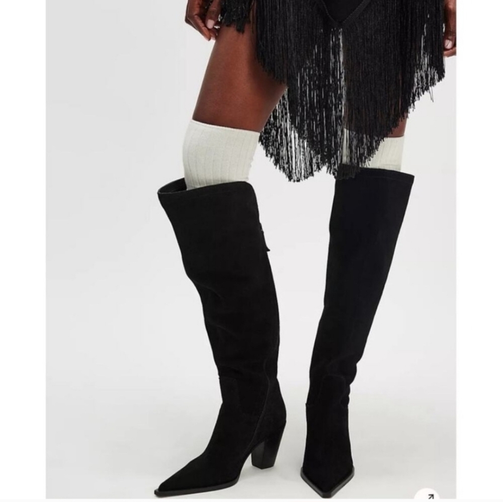 Free People Black Over the Knee Boots‎